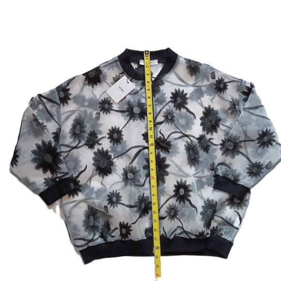 Rare Uchuu Montreal Boutique Women's Summer Embroidered Floral Grey Black Jacket - Picture 5 of 6